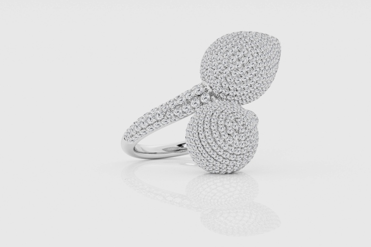Natural Diamond | 3 1/2 ctw Round Cone Pave Fashion Ring