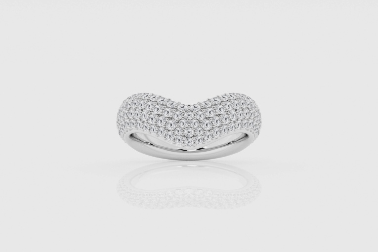 Natural Diamond | 1 1/2 ctw Round Chevron Pave Fashion Ring