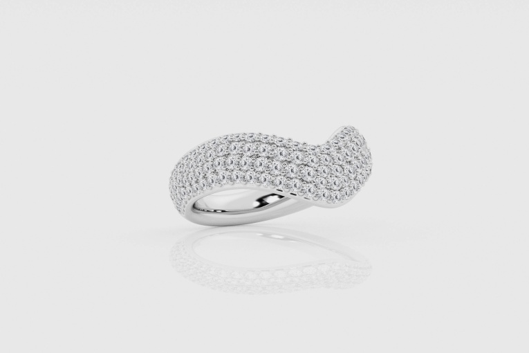 Natural Diamond | 1 1/2 ctw Round Chevron Pave Fashion Ring