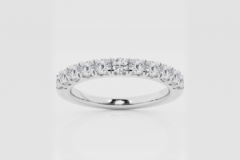 Natural Diamond | 1/2 ctw Round Eleven Stone Royal Crown Wedding Band