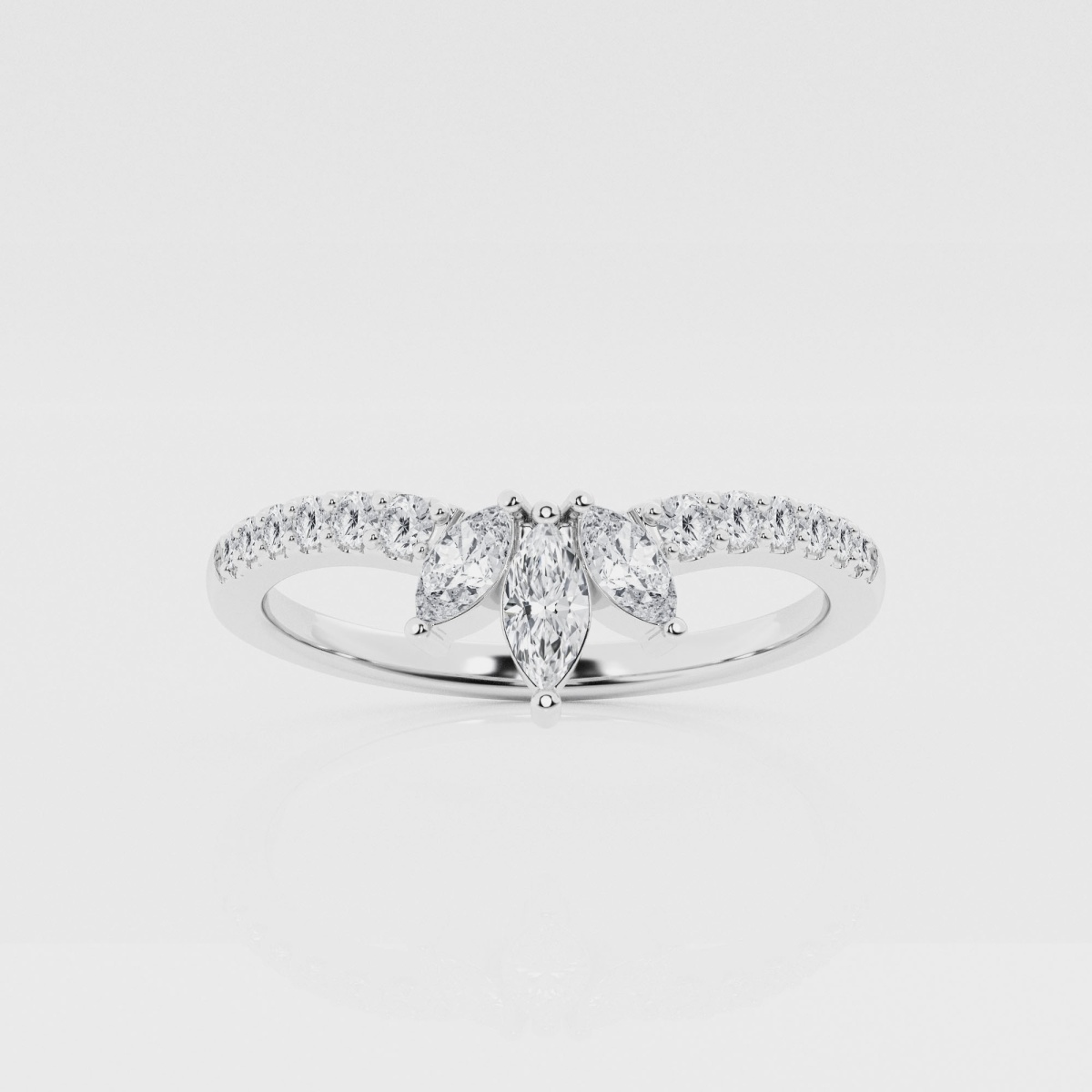 Natural Diamond | 2/5 ctw Marquise and Round Chevron Stackable Ring