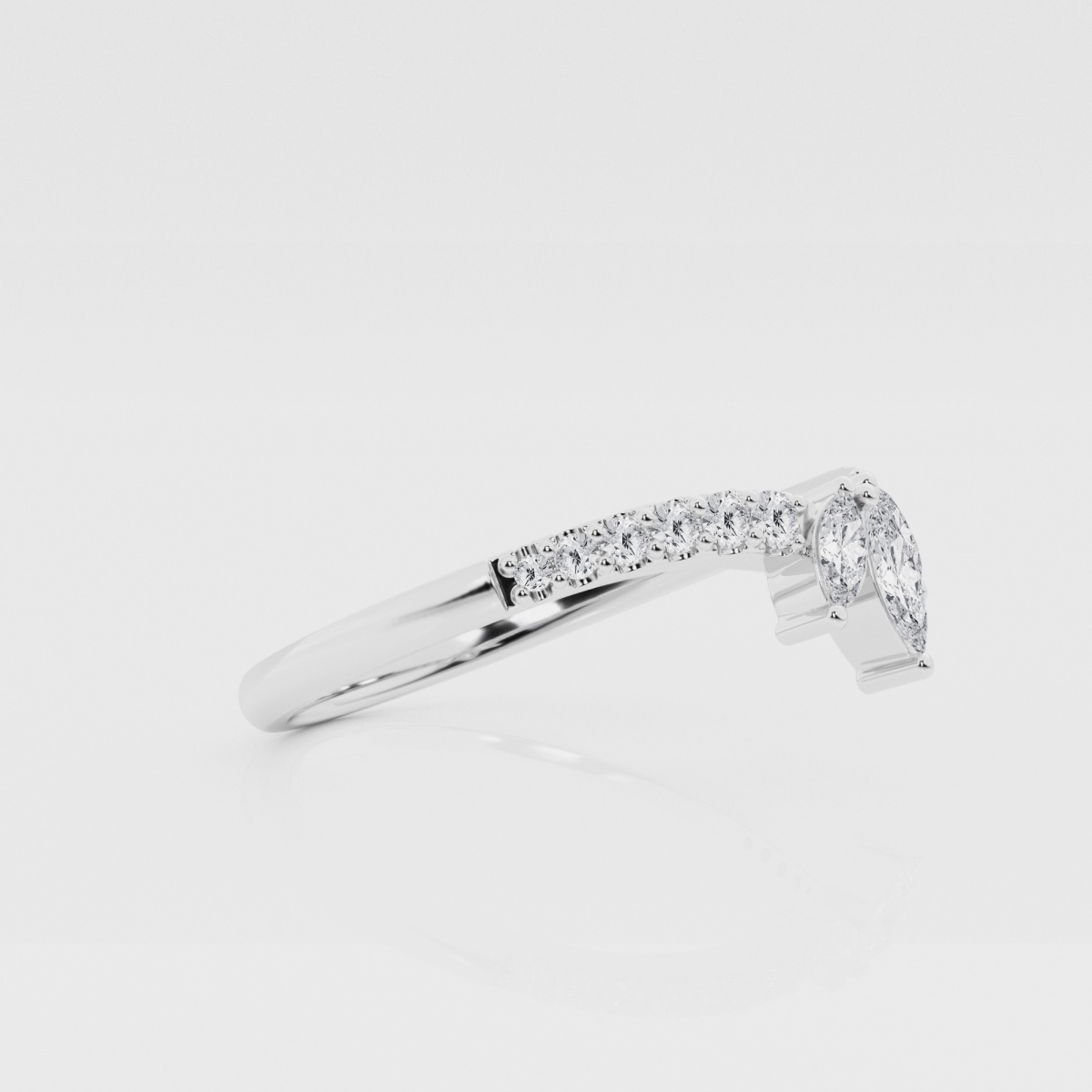 Natural Diamond | 2/5 ctw Marquise and Round Chevron Stackable Ring