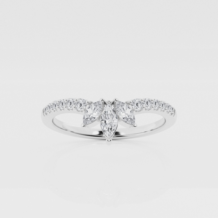 Natural Diamond | 2/5 ctw Marquise and Round Chevron Stackable Ring