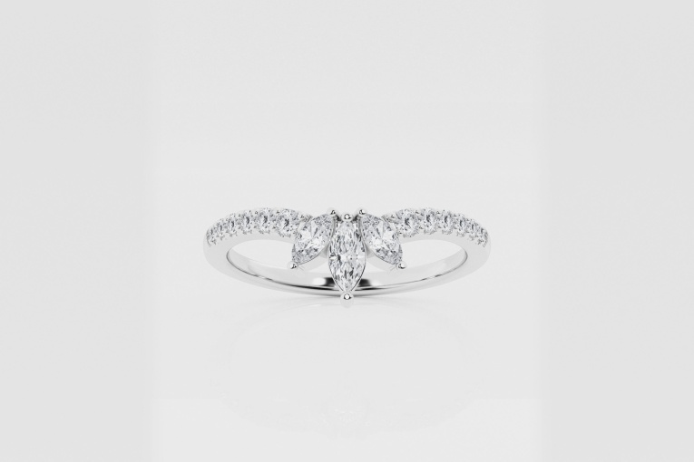 Natural Diamond | 2/5 ctw Marquise and Round Chevron Stackable Ring