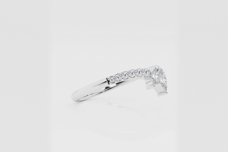 Natural Diamond | 2/5 ctw Marquise and Round Chevron Stackable Ring