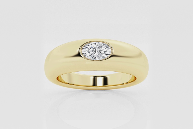 Natural Diamond | 1/4 ctw Oval Domed Fashion Ring