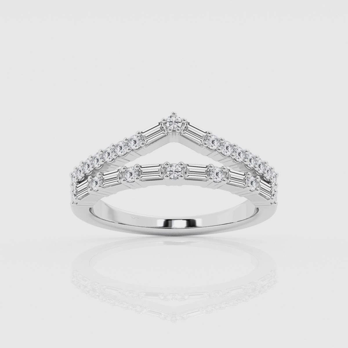 Natural Diamond | 5/8 ctw Baguette and Round Chevron Fashion Band