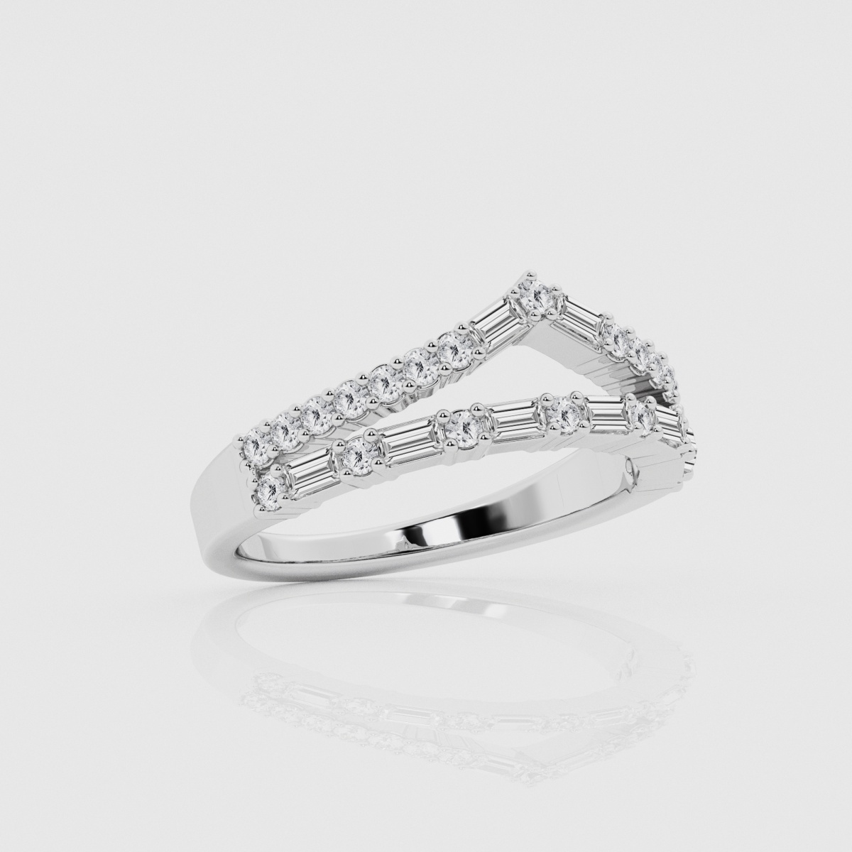 Natural Diamond | 5/8 ctw Baguette and Round Chevron Fashion Band