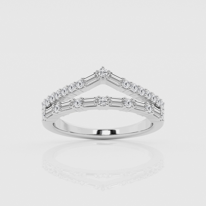 Natural Diamond | 5/8 ctw Baguette and Round Chevron Fashion Band