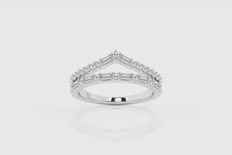 Natural Diamond | 5/8 ctw Baguette and Round Chevron Fashion Band