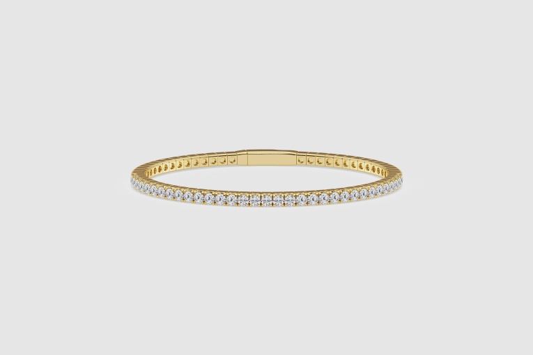 2 1/6 ctw Round Natural Diamond Flex Bangle Bracelet - 7 inches