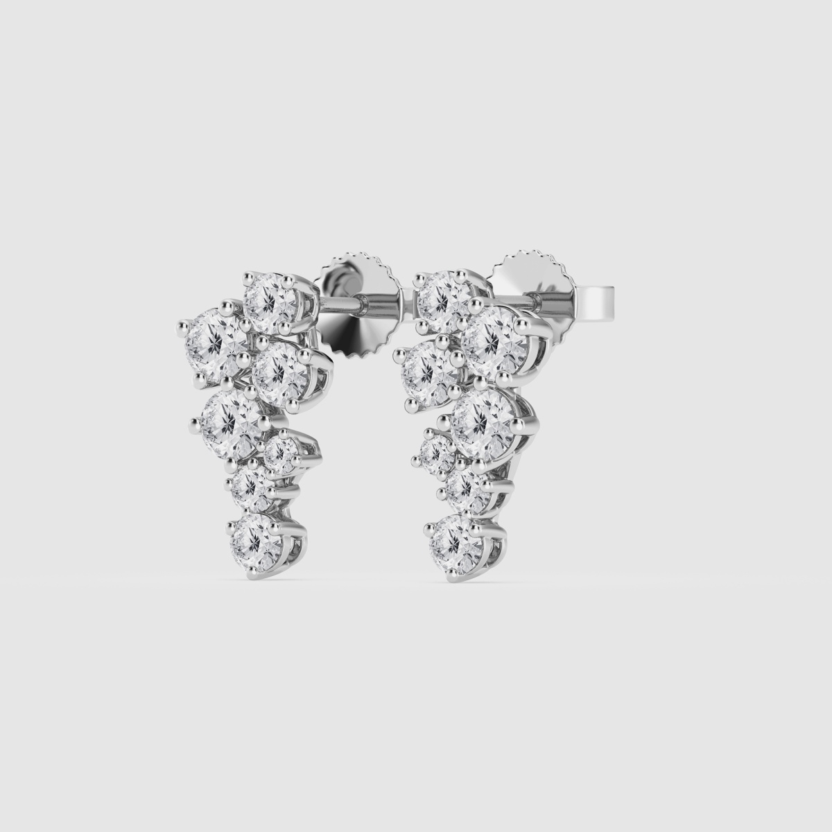 3/4 ctw Round Natural Diamond Scattered Fashion Earrings