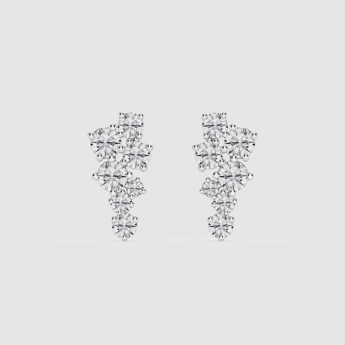 3/4 ctw Round Natural Diamond Scattered Fashion Earrings