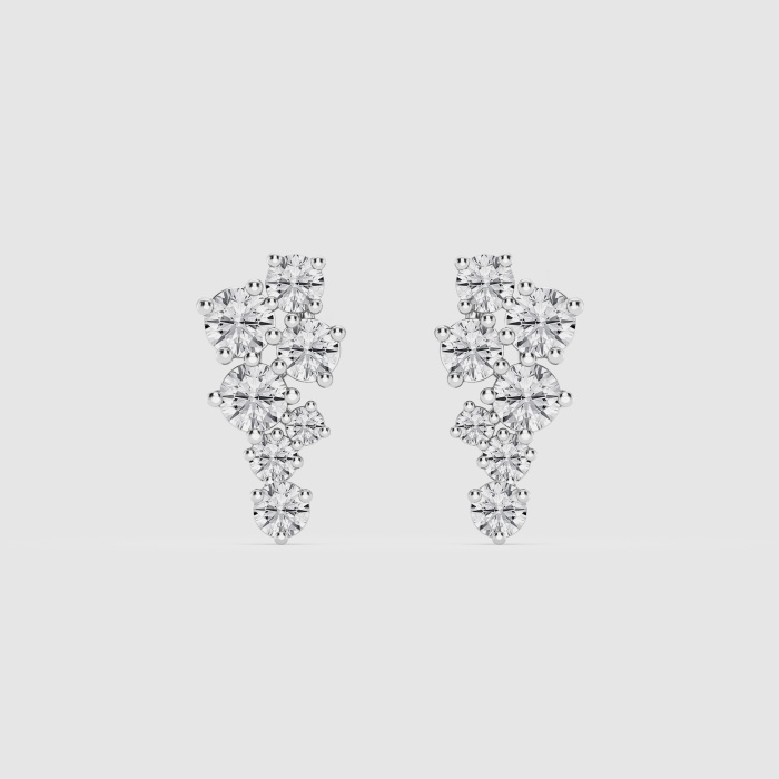 3/4 ctw Round Natural Diamond Scattered Fashion Earrings