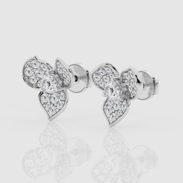 1 ctw Round Natural Diamond Wild Flower Fashion Earrings