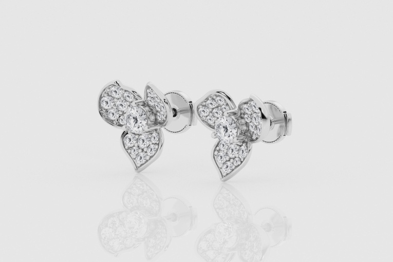 1 ctw Round Natural Diamond Wild Flower Fashion Earrings