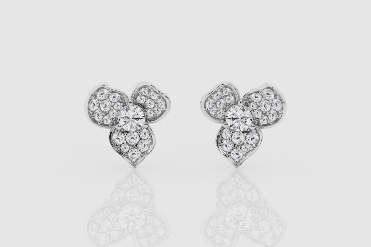 1 ctw Round Natural Diamond Wild Flower Fashion Earrings