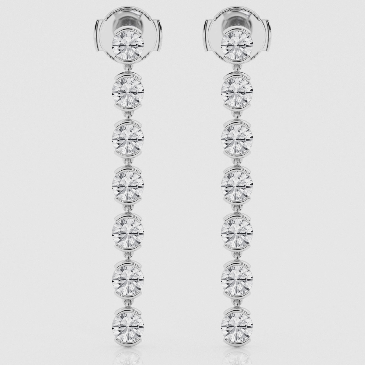 3 1/2 ctw Round Natural Diamond Half Bezel Drop Fashion Earrings