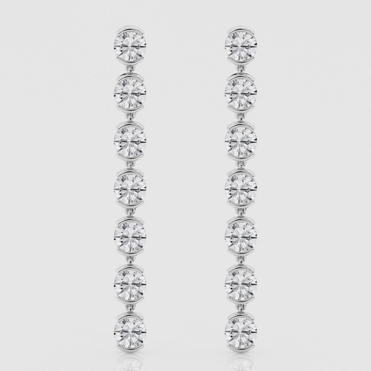 3 1/2 ctw Round Natural Diamond Half Bezel Drop Fashion Earrings