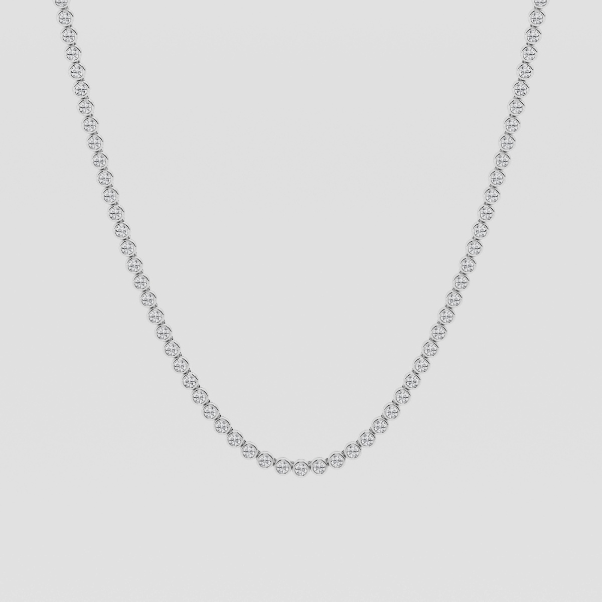 7 1/4 ctw Round Natural Diamond Bezel Set Tennis Necklace