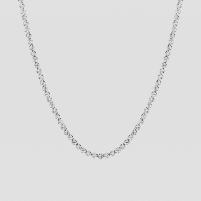 7 1/4 ctw Round Natural Diamond Bezel Set Tennis Necklace