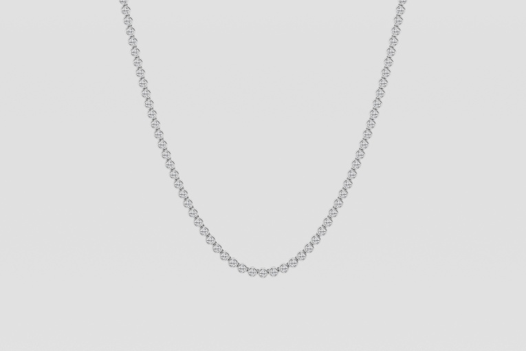 7 1/4 ctw Round Natural Diamond Bezel Set Tennis Necklace