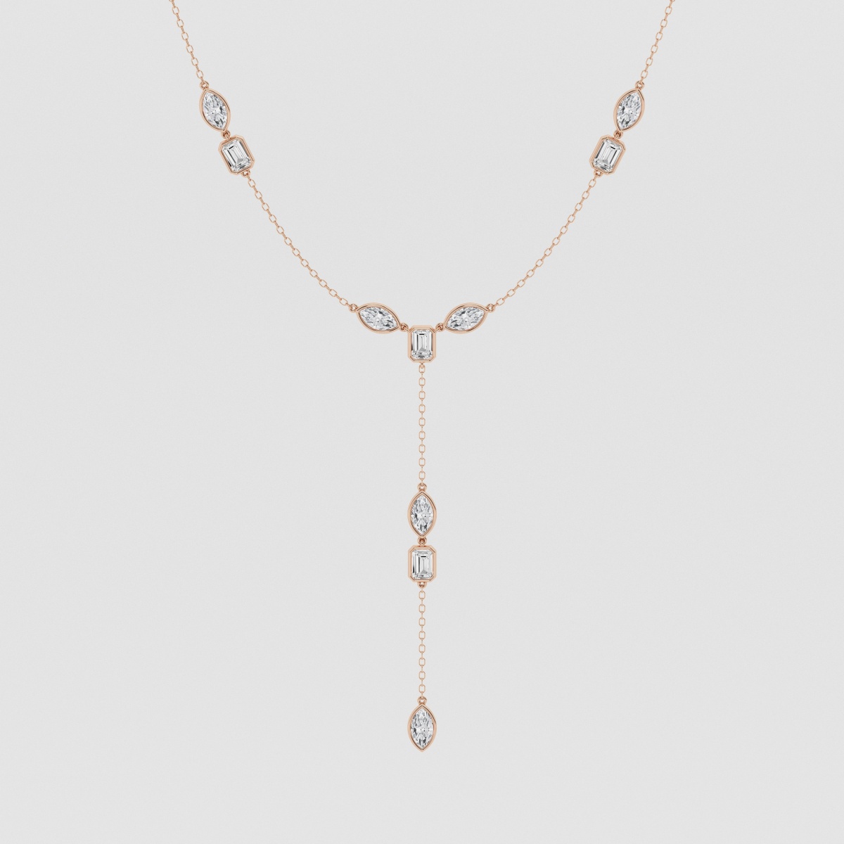 3 1/10 ctw Multi-Shape Natural Diamond Lariat Fashion Necklace