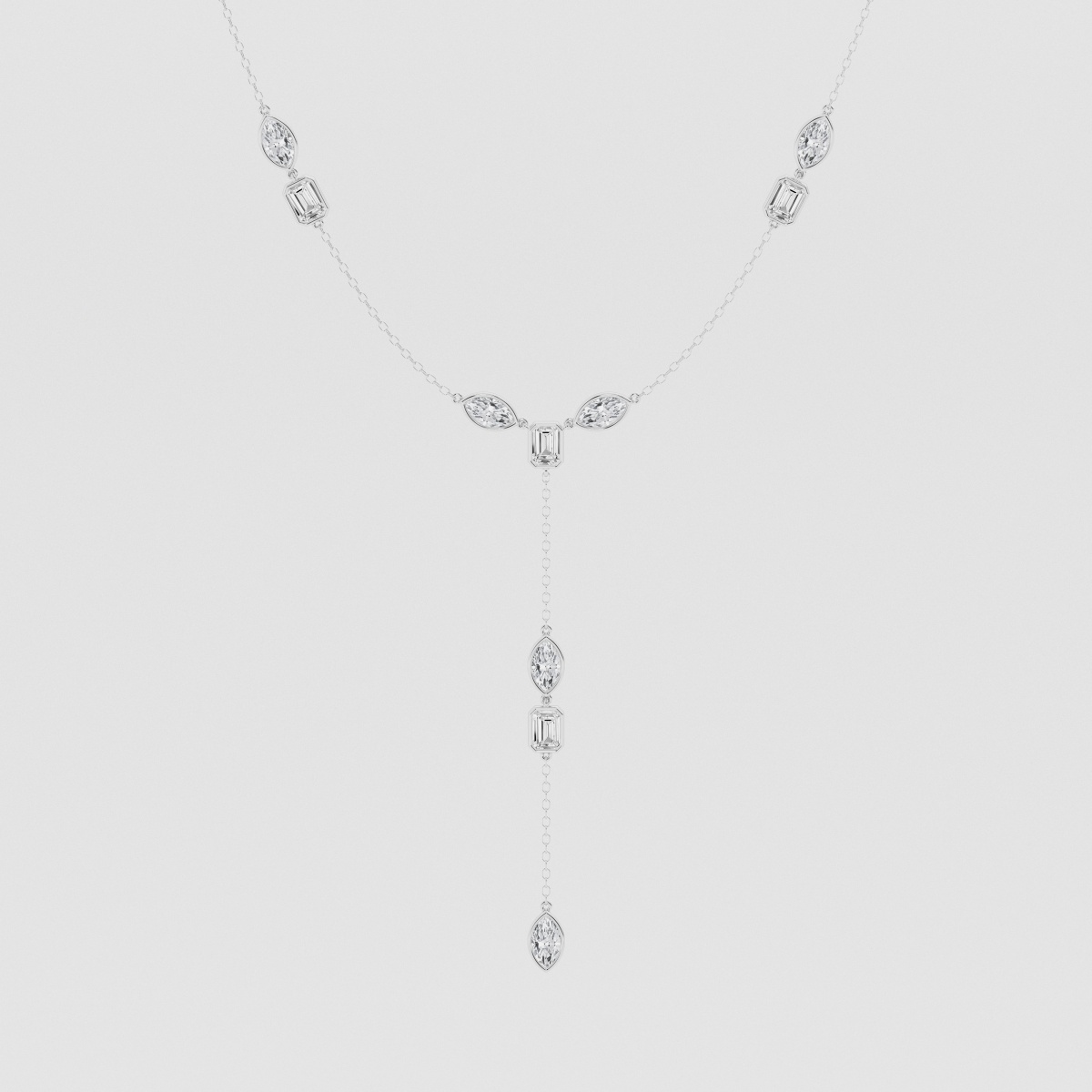 3 1/10 ctw Multi-Shape Natural Diamond Lariat Fashion Necklace