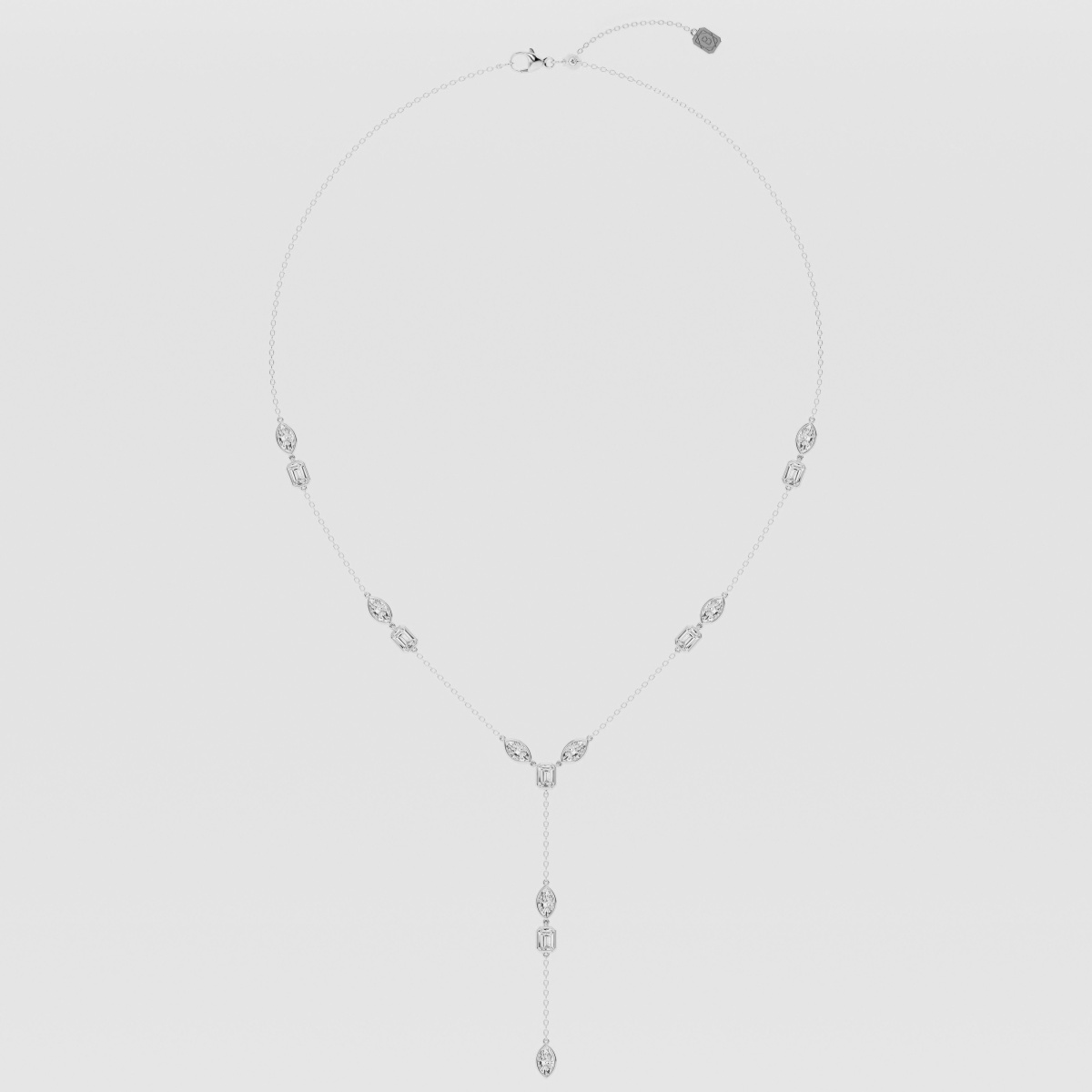 3 1/10 ctw Multi-Shape Natural Diamond Lariat Fashion Necklace