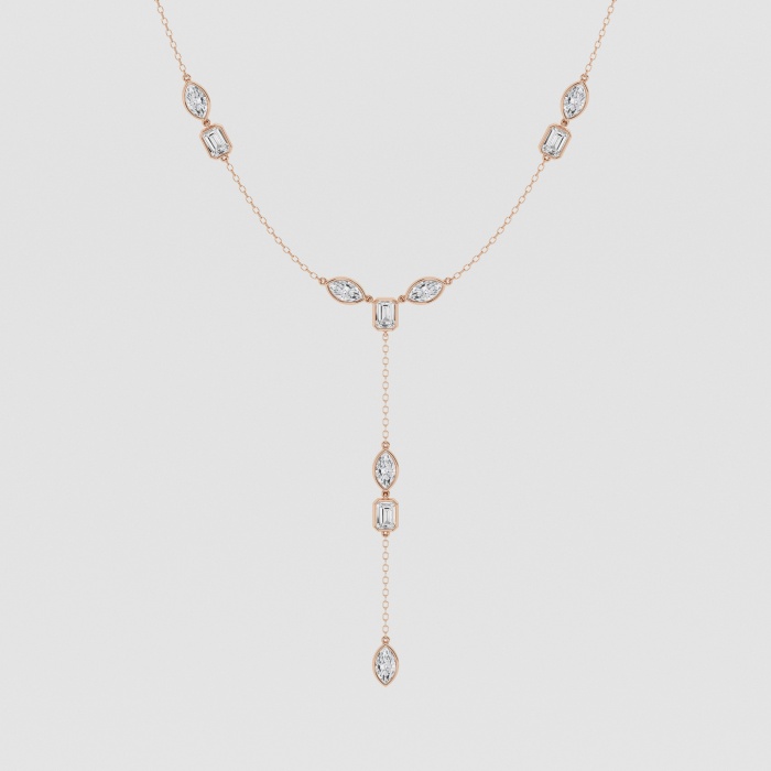 3 1/10 ctw Multi-Shape Natural Diamond Lariat Fashion Necklace