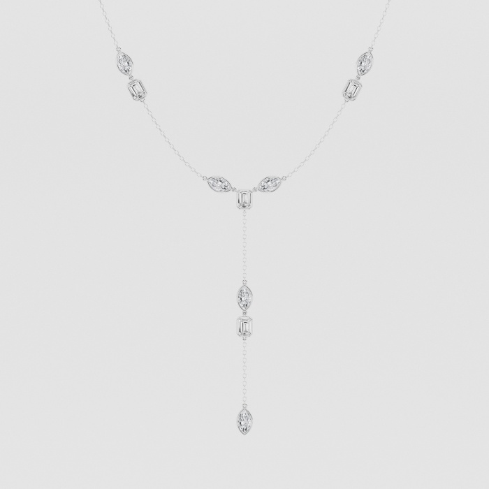 3 1/10 ctw Multi-Shape Natural Diamond Lariat Fashion Necklace