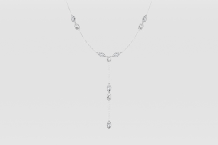 3 1/10 ctw Multi-Shape Natural Diamond Lariat Fashion Necklace