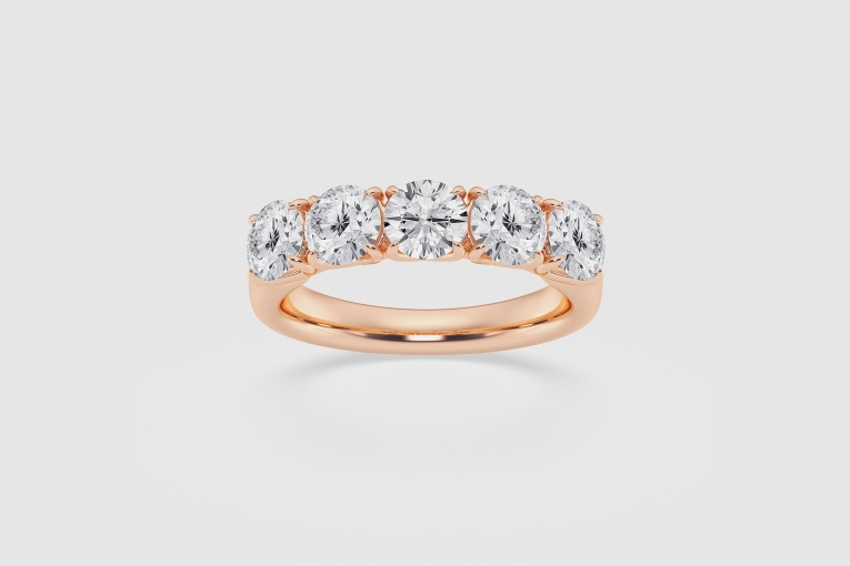 2 ctw Round Natural Five Stone Trellis Anniversary Band