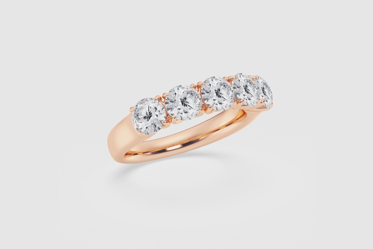 2 ctw Round Natural Five Stone Trellis Anniversary Band