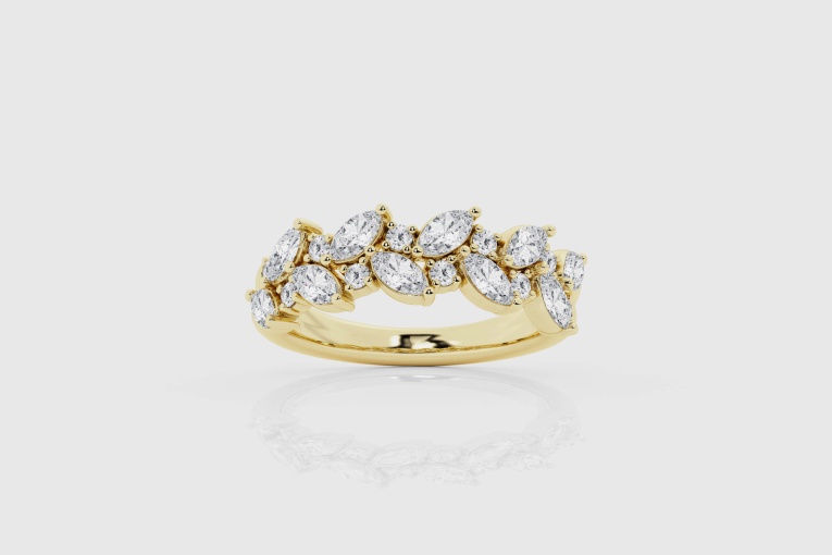 1 1/4 ctw Round and Marquise Natural Diamond Chevron Fashion Band