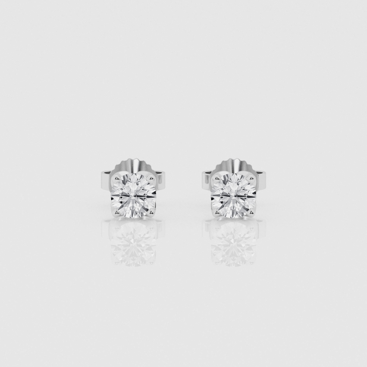 3/4 ctw Round Natural Diamond Four Prong Tulip Studs