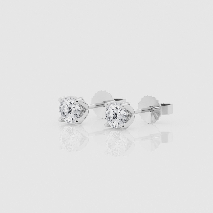 3/4 ctw Round Natural Diamond Four Prong Tulip Studs