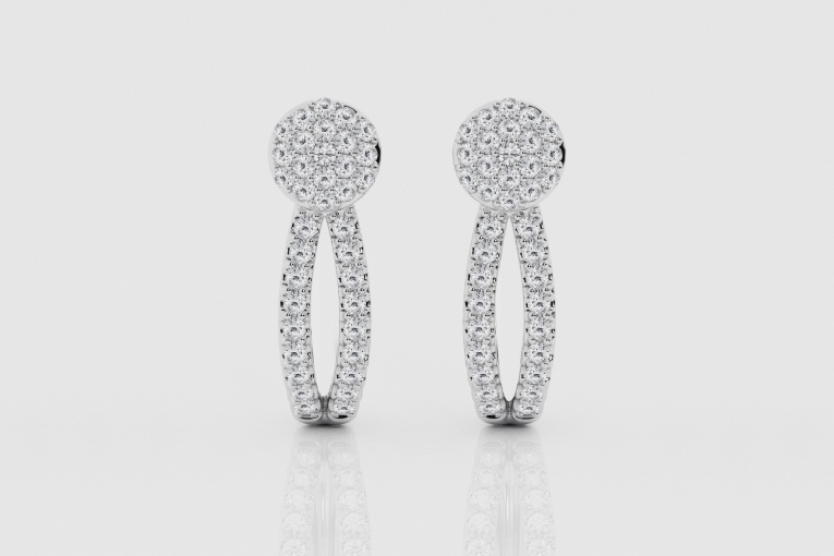 1 ctw Round Natural Diamond Button Fashion Earrings