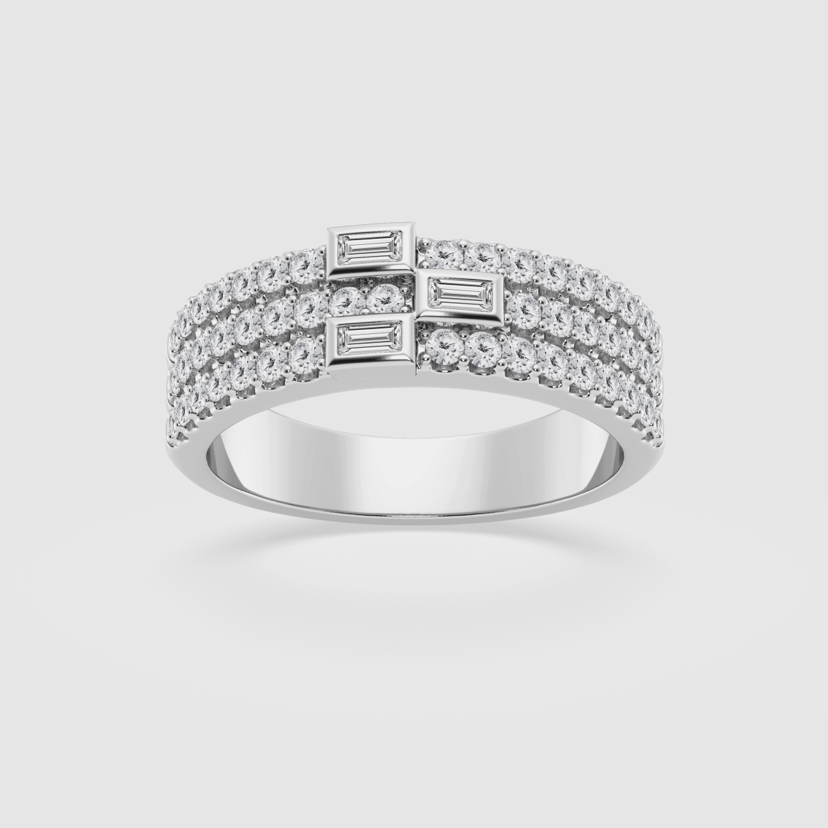 3/4 ctw Round Natural Diamond Triple Row Stackable Ring