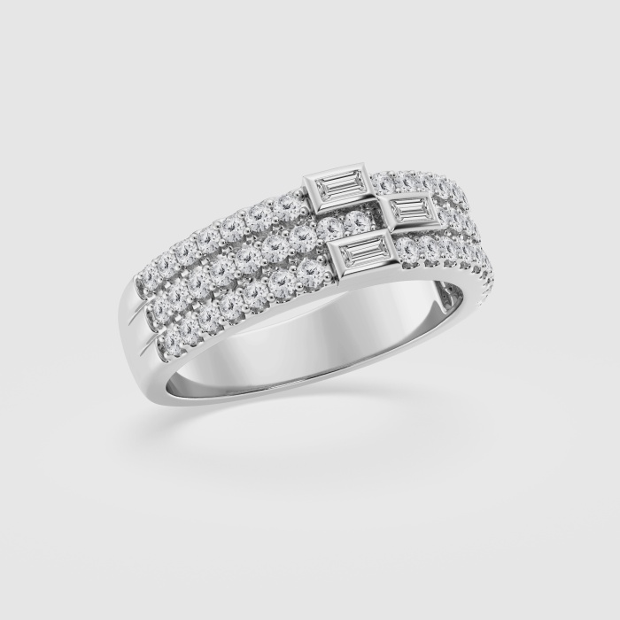 3/4 ctw Round Natural Diamond Triple Row Stackable Ring