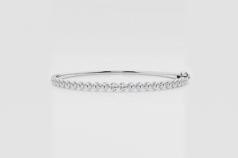 Natural Diamond | 2 ctw Round Floating Bangle Bracelet - 7 inches