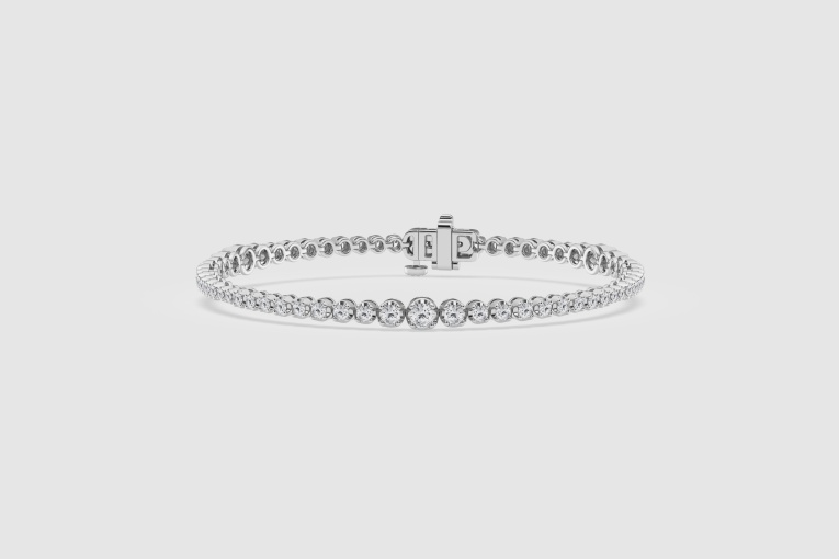 2 ctw Round Natural Diamond Graduated Four-Prong Tennis Bracelet - 7 inches