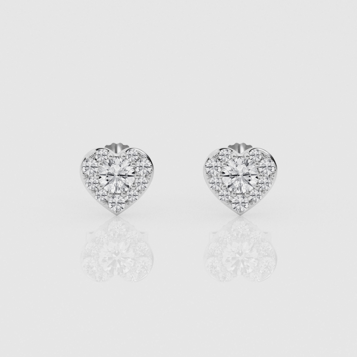 Natural Diamond | 2/3 ctw Round Heart Shape Stud Earrings