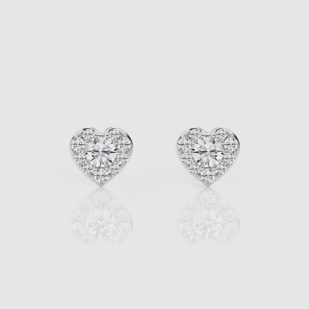 Natural Diamond | 2/3 ctw Round Heart Shape Stud Earrings