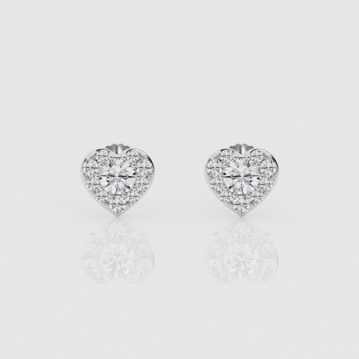 Natural Diamond | 2/3 ctw Round Heart Shape Stud Earrings