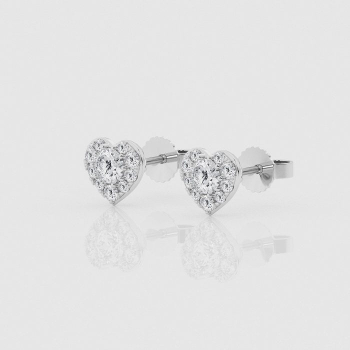 Natural Diamond | 2/3 ctw Round Heart Shape Stud Earrings