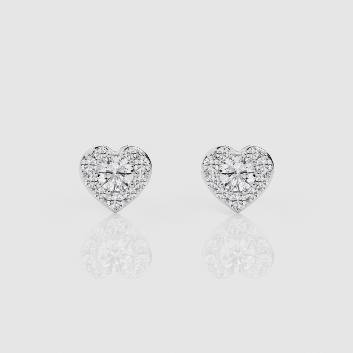 Natural Diamond | 2/3 ctw Round Heart Shape Stud Earrings