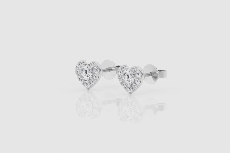 Natural Diamond | 2/3 ctw Round Heart Shape Stud Earrings