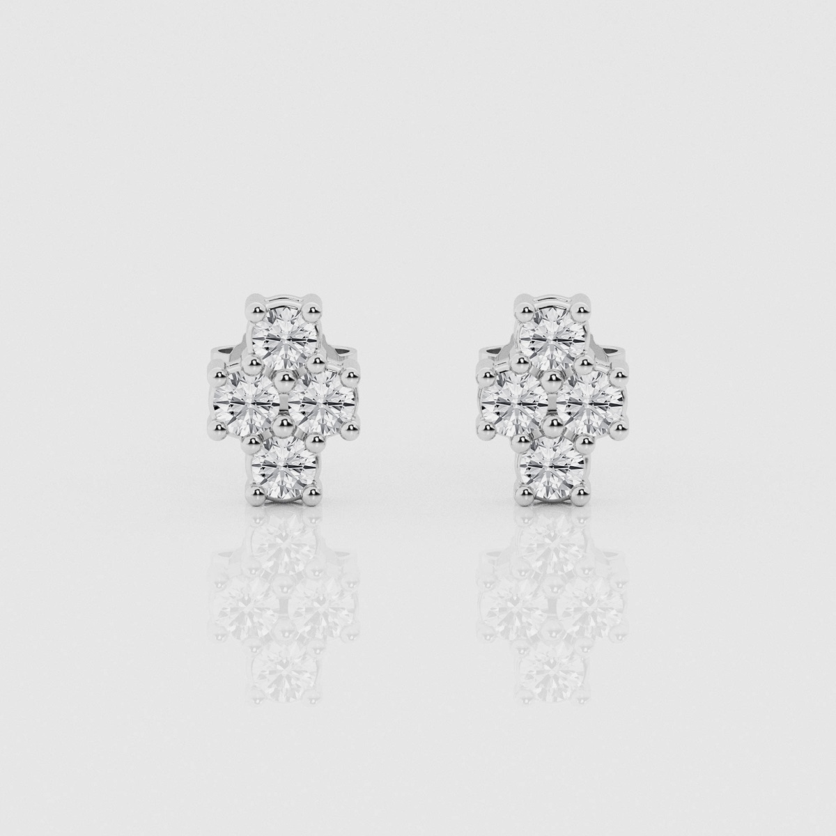 Natural Diamond | 3/4 ctw Round Four Stone Stud Earrings