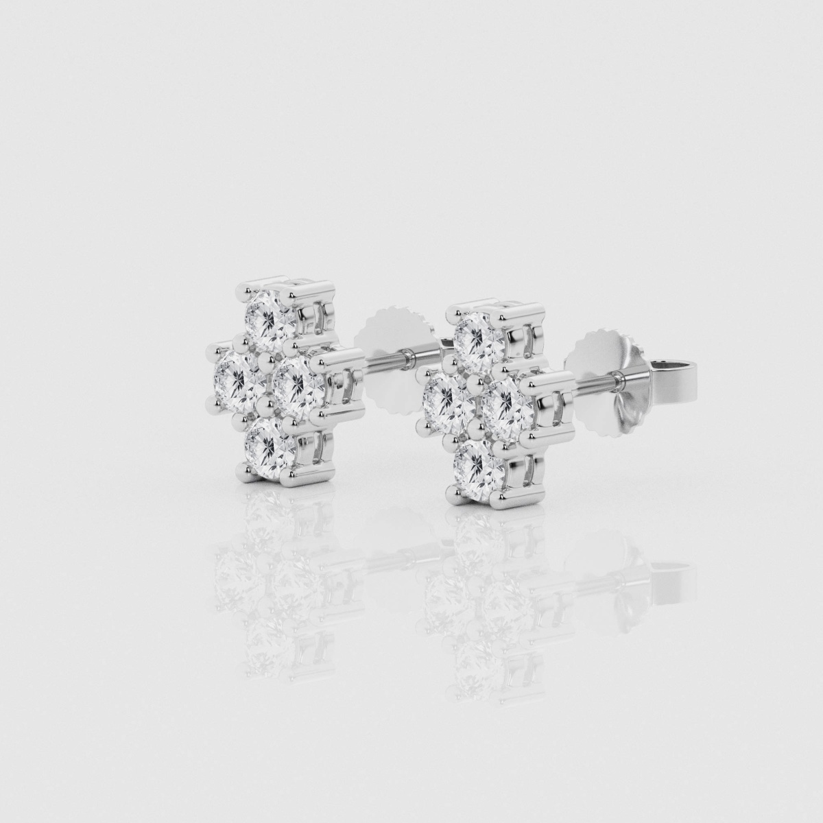 Natural Diamond | 3/4 ctw Round Four Stone Stud Earrings